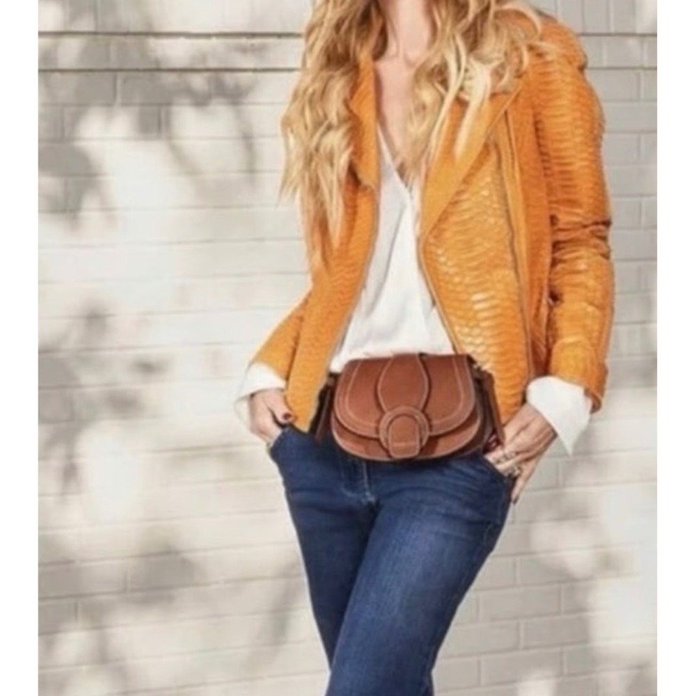Rachel Zoe Edessi-Brown Pebbled Crossbody Bag Contrast Stitching New with Tags - Picture 2 of 9